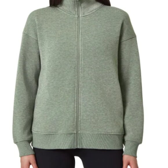 NWoT Mondetta Womens Full Zip Heathered Fleece Jacket Green Size S $60 10HL339 - Picture 1 of 3